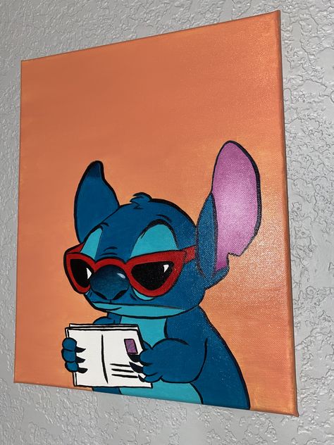 Lilo & Stitch oil painting Disney Canvas Paintings, Painting Ideas On Canvas Simple, Disney Canvas Art, Easy Painting Ideas On Canvas, Beginners Painting, Disney Canvas, Disney Paintings, Easy Painting Ideas, Canvas Drawing