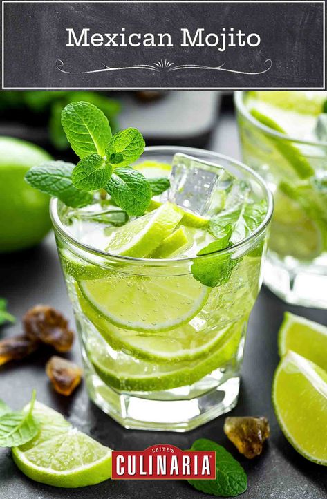 Mexican Mojito, Mexican Party Food, Tequila Soda, Mexican Entrees, Mexican Cocktails, Healthy Mexican Recipes, Mint Simple Syrup, Lemon-lime Soda, Best Tequila