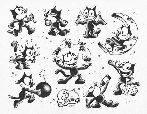 Pigeon Tattoo, Tactical Vehicle, Hawaiian Tattoos, 1930s Cartoons, Old Cartoon Characters, Cartoon Cats, Cartoon Character Tattoos, Hawaiian Tattoo, Felix The Cat