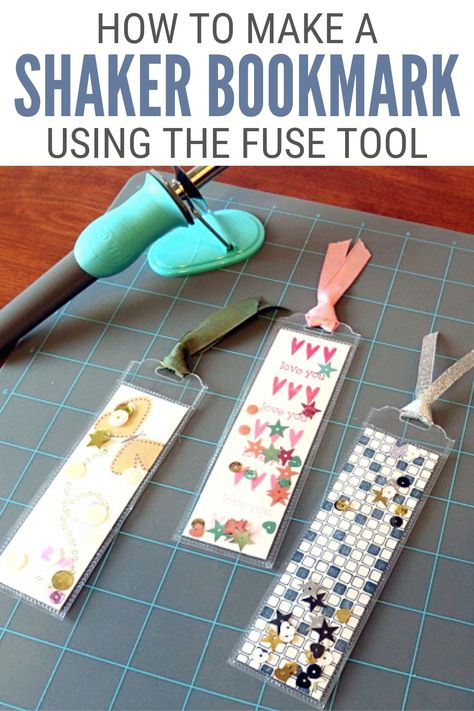 AD: Make a shaker bookmark to keep your place in any book! Click here for the complete step-by-step tutorial using the Fuse Tool by WRMK. #thecraftyblogstalker #fusetool #shakerbookmark #diybookmarks Shaker Bookmark, Fuse Tool, Bookmark Craft, Paper Bookmarks, Bookmarks Kids, Diy Bookmarks, Book Markers, Book Aesthetics, How To Make Bookmarks