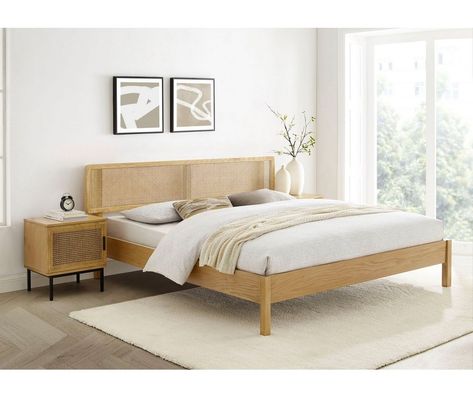 Eco Friendly Bedroom Decor, Amart Furniture, Rattan Bed Frame, Wooden King Size Bed, Wooden Bed Frame, Rattan Bed, Modern Bed Frame, Rattan Headboard, Bedroom Upgrade