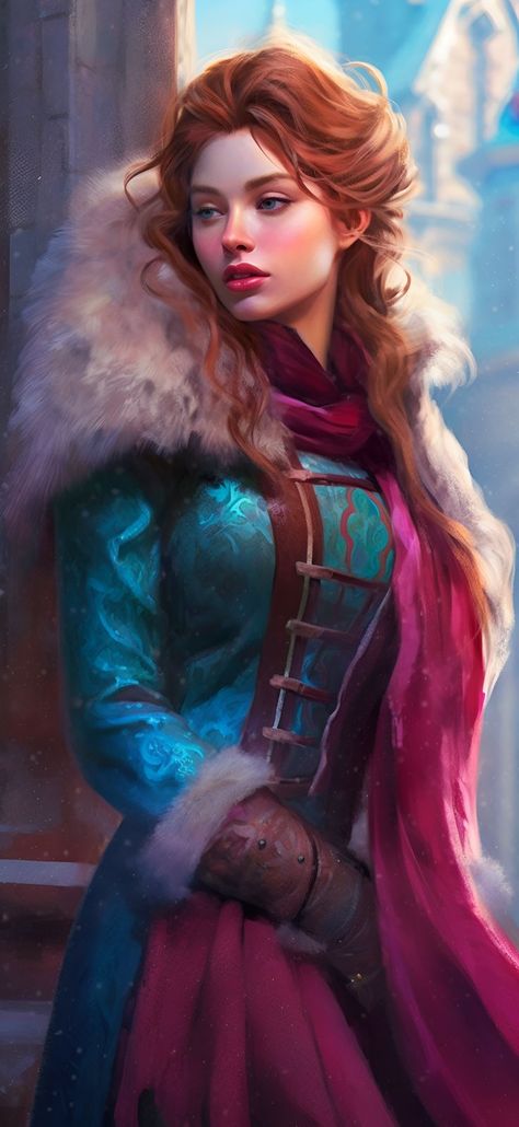 Realistic digital painting of Disney Princess Anna from Frozen, showcasing her bravery and optimism in a lifelike style. Aesthetic Wallpaper Realistic, Forge Aesthetic, Realistic Disney Princess, Disney Characters As Humans, Frozen Painting, Anna From Frozen, Princess Painting, Anna Kristoff, Disney Princess Artwork