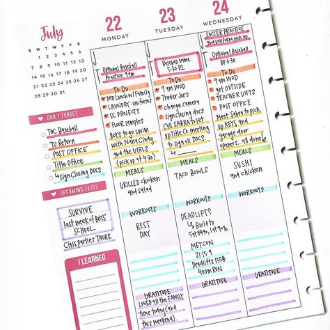 Planner Spread Ideas, Happy Planner Spread, Fitness Happy Planner, Planner Goals, Christian Planner, Happy Planner Layout, Washi Tape Planner, Mini Planner, Vertical Planner