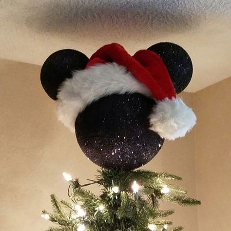 Mickey Mouse Tree Topper Mickey Mouse Tree Topper, Mickey Mouse Tree, Disney Christmas Crafts, Mickey Mouse Christmas Tree, Disney Christmas Decorations, Disney Christmas Tree, Disney Christmas Ornaments, Diy Christmas Tree Topper, Christmas Tree Decorating Themes