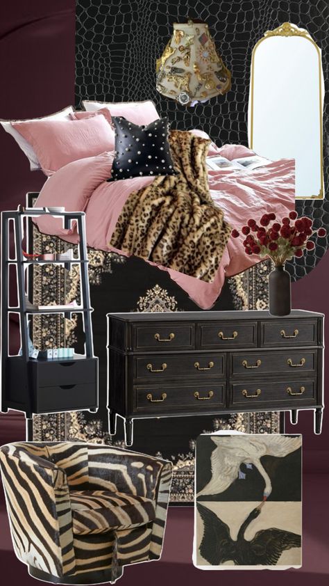 Leopard Bedroom Decor, Boho Glam Bedroom, Girl Apartment Decor, Deco House, Glam Bedroom, Dark Home Decor, Future Apartment Decor, Boho Glam, Pretty Room