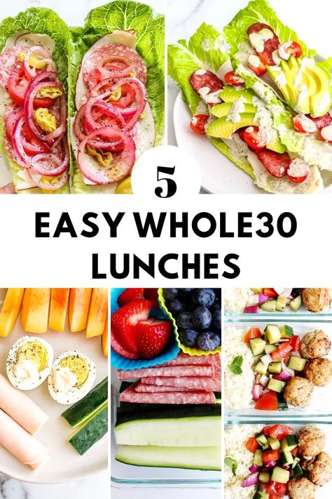 5 Easy and Healthy Whole30 Lunches to make your life easier! Whole30 Cold Lunch, Whole 30 Quick Lunch Ideas, Whole Thirty Lunch Ideas, Whole 30 Lunchables, Quick Easy Whole 30 Lunches, Simple Whole Food Lunches, Cold Whole 30 Lunch Ideas, Easy Whole30 Lunch, Easy Whole 30 Summer Recipes