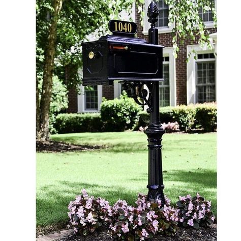 Front Porch Mailbox Ideas, Black Mailbox Ideas, Mailbox Aesthetic, Address Plate, Black Mailbox, Unique Mailboxes, Boost Curb Appeal, Mailbox Ideas, Driveway Entrance