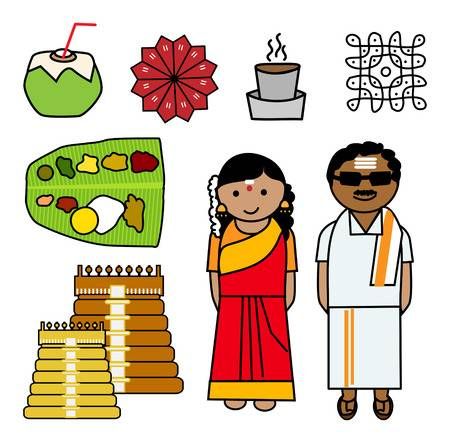 123RF - Millions of Creative Stock Photos, Vectors, Videos and Music Files For Your Inspiration and Projects. South Indian Couple, South Indian Culture, Kites Craft, Planner Doodles, Indian Illustration, Indian Couple, Zine Design, Pottery Painting Designs