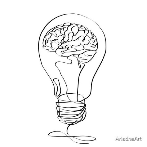 Drawing Of Brain, Psychology Tattoo, Lightbulb Tattoo, Bulb Art, Light Bulb Drawing, Brain Drawing, Brain Tattoo, Light Bulb Art, Brain Illustration