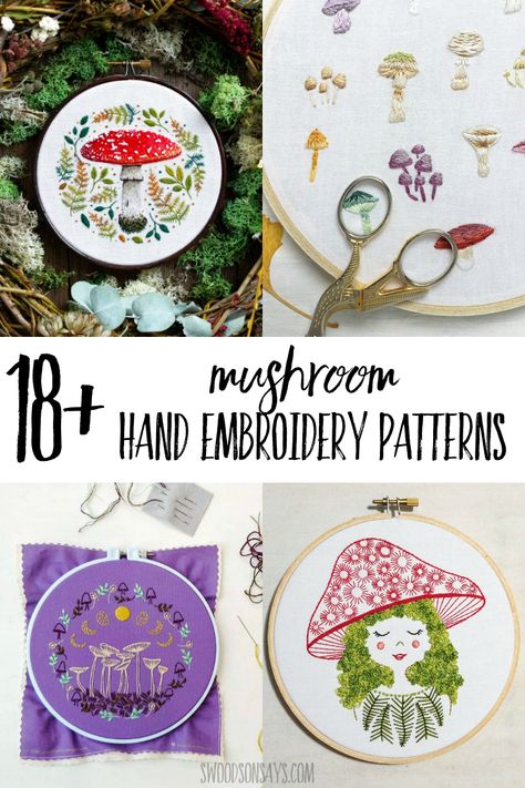 Get ready for spring with a fun mushroom hand embroidery pattern to stitch! Lots of beautiful fungi including hand embroidery kits and downloadable PDF patterns to stitch. Mushroom Hand Embroidery, Beginner Sewing Projects, Mushroom Embroidery, Unique Cross Stitch, Hand Embroidery Kits, Floral Embroidery Patterns, Beginner Sewing, Hand Embroidery Kit, Hand Embroidery Projects