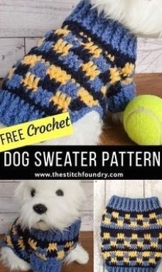 Free crochet dog sweater pattern. Make this cosy warm dog jumper today. Free pattern available on the blog. #crochetdesign #crochettips #crochetideas Doggie Sweaters, Crochet Snoopy, Crochet Dog Sweater Free Pattern, Pet Crochet, Crochet Pets, Knitted Dog Sweater Pattern, Cosy Crochet, Crochet Dog Clothes, Crochet Pet