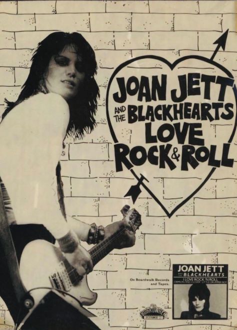 Joan Jett Joan Jett And The Blackhearts Poster, Joan Jett Poster, Joan Jett And The Blackhearts, Joan Jett The Runaways, 80s Stuff, The Runaways, Black Hearts, Joan Jett, Love Rocks