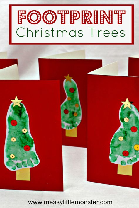 Footprint Christmas Tree, Christmas Tree Footprints, Cute Christmas Crafts, Reindeer Crafts, Baby Christmas Crafts, Girls Activities, Christmas Crafts For Toddlers, Footprint Crafts, Preschool Christmas Crafts