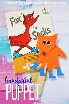 Socks Puppet, Dr. Suess, Dr Seuss Preschool Activities, Preschool Dr Seuss, Dr Suess Week, Fox In Socks, Dr Seuss Preschool, Dr. Seuss Book, Time Craft