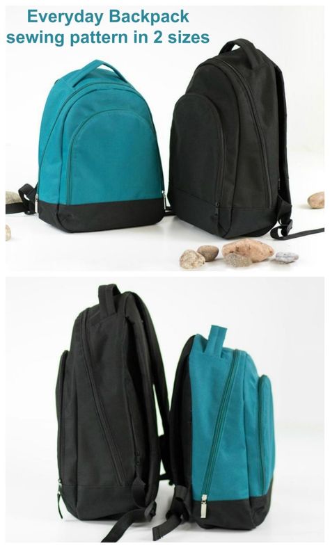 Sewing pattern in two sizes for an Everyday Backpack. Backpack to sew for adults and kids in two sizes in the same sewing pattern. A more advanced bag to sew for those with some sewing experience, this backpack sewing pattern makes the ideal bag for school for the kids, or for a walk or going out for the day. Ideal DIY backpack to sew with sizes for adults and children in the same sewing pattern. #SewModernBags #SewABag #BagSewingPattern #SewABackpack #BackpackSewingPattern School Bag Patterns To Sew, Backpack Sewing Pattern Free Diy, School Bag Sewing Pattern, Backpack Patterns To Sew Free, Backpack Free Pattern Sewing, Free Backpack Pattern, Diy Backpack Pattern Free, Sewing A Backpack, Backpack Patterns To Sew