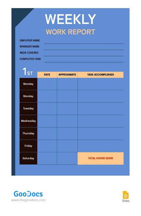 Blue Weekly Report Weekly Work Report Template, Weekly Report Template, Weekly Progress Report Elementary, Weekly Progress Report Template, Work Progress Report Template, Freelance Business Card, Student Business Cards, Weekly Report, Sales Report Template