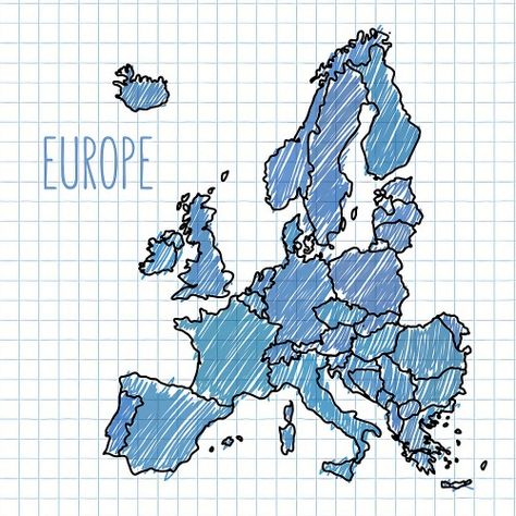 Cartography Art, Travel Journal Pages, Digital Economy, European Commission, Hand Drawn Map, Presentation Design Template, Progress Report, Paper Illustration, Europe Map