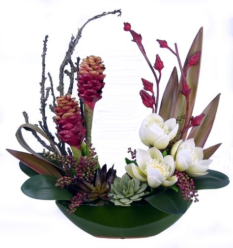 Boat Floral Arrangement, Boat Vase Floral Arrangements, Boat Flower Arrangement, Floral Art Arrangements, Flower Chart, Tulips Arrangement, Tropical Flower Arrangements, Rose Flower Arrangements, Corporate Flowers