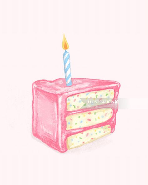 Debs Lim Birthday Cake Medium: Digital Drawing Pink birthday cake with confetti inside Pastel Birthday Wallpaper, Cake Decorating Drawing, Cake Drawing Color Pencil, Slice Of Cake Drawing, Birthday Prompts, Cake Drawings, Birthday Cake Art, Happy Birthday Drawing, Birthday Cake Drawing