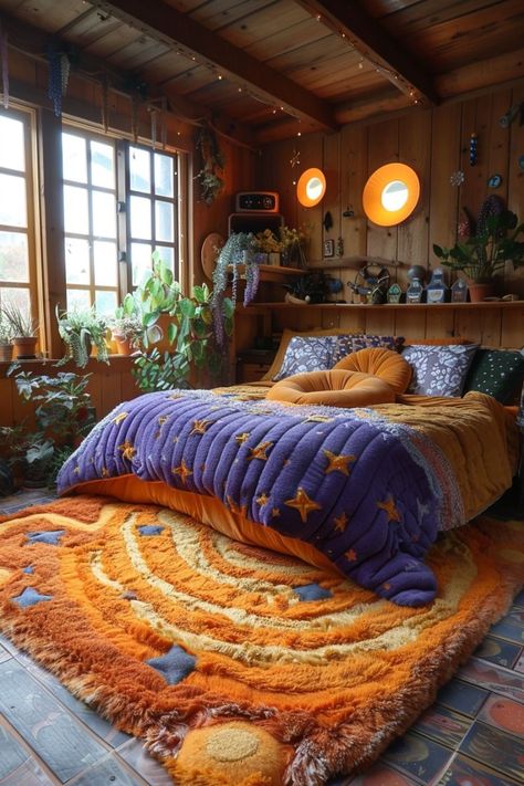 Bright Eclectic Bedroom, Boho Aesthetic Room, Hippy Bedroom, Hippie Bedroom Decor, Vintage Bedroom Ideas, Bedroom Ideas Inspiration, Hippie Lifestyle, Beauty In Simplicity, Vintage Bedroom