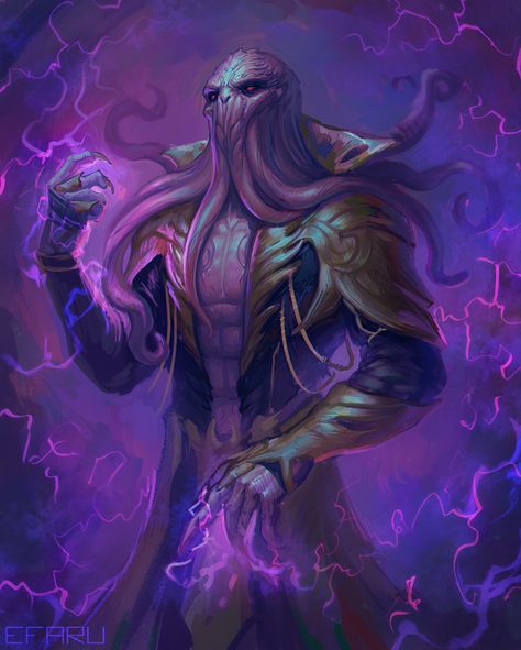 ArtStation - Psionic storm Mind Flayer Art Dnd, Mindflayer Character Art, Mindflayer Art, Mindflayer Dnd, Underdark Art, Eldritch God, Types Of Magic, Mind Flayer, Lovecraftian Horror