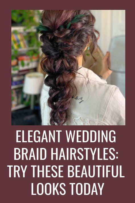 Wedding Braid Hairstyles Fancy Braids For Long Hair Wedding, Bridesmaids Braids Hairstyles, Wedding Braid Tutorial, Braided Up Do Wedding, Bride Hairstyles Braid, Messy Side Braid Wedding, Braid Hairstyles For Wedding, Big Braid Bridesmaid Hair, Fancy Side Braid Wedding