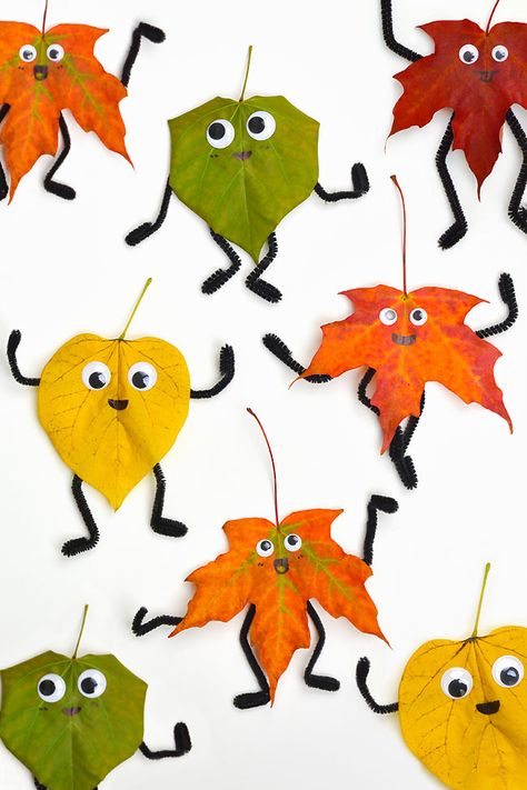 Toddlers Halloween Crafts, Thanksgiving Crafts 2 Yo, Leaf Bugs Craft, Crafts With Leafs, Activities For Autumn For Kids, Thanksgiving Crafts With Leaves, Leaf Gnome Craft, Leaf People Craft, Leaf Person Craft