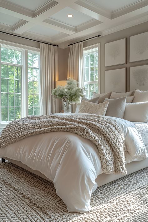 Stunning Master Bedroom Suite Designs Cozy Classic Bedroom, Pelvic Tattoo, Sleepy Bedroom, Beige Bedroom, Sleepy Time, White Bed, Cottage Charm, Bedroom Decor Cozy, Apartment Bedroom