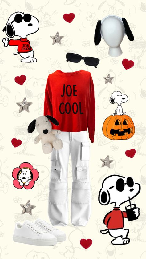 The Peanuts Halloween Costumes, Snoopy Halloween Costume Women, Joe Cool Snoopy Costume, Movie Character Costumes Diy, Costume Ideas Movie Characters, Snoopy And Woodstock Costume, Brown Halloween Costumes, Halloween Costumes Cartoon Characters, Snoopy Costume Diy