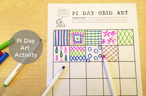 Pi Day 2015 | Pi Day Art Project Pi Day Art Projects, Pi Day Art, Library Makerspace, Project Printable, Shadow Drawing, Happy Pi Day, Gross Motor Activities, Art Worksheets, Journal Vintage