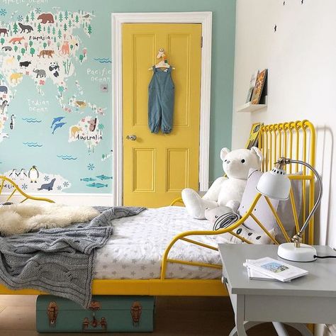 Yellow Kids' Bedroom Ideas: Inspiration and Shopping | Hunker Boys Yellow Bedroom, Colourful Boys Bedroom, Yellow Boys Bedroom, Yellow Boys Room, Yellow Kids Bedroom, Bedroom Ideas For Boys, Yellow Kids Rooms, Yellow Bedroom Ideas, Yellow Bed