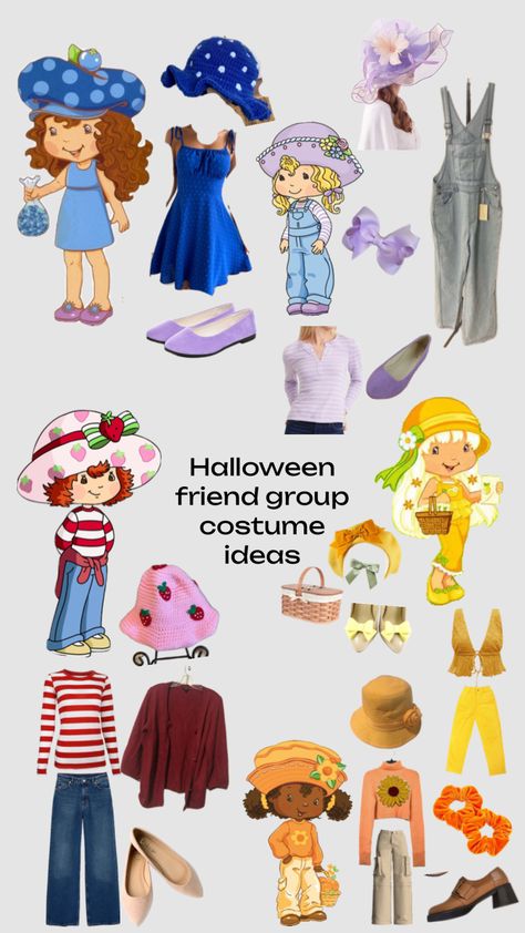 Group Halloween costumes idea #strawberryshortcake #halloween #costume #friends #ootd #outfitinspo #beauty #art #fallaesthetic Halloween Costume Friends, Strawberry Shortcake Halloween Costume, Girly Costumes, Strawberry Shortcake Costume, Character Halloween Costumes, Disney Trip Outfits, Friend Costumes, Themed Halloween Costumes, Cute Group Halloween Costumes