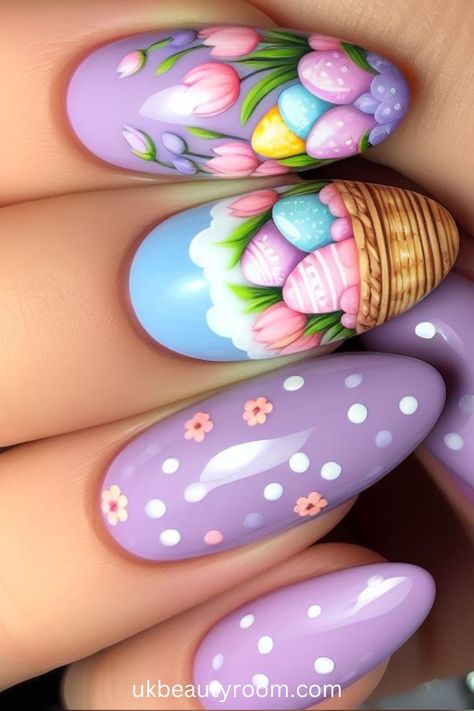 21 Adorable Easter Nail Designs for Spring 2024 Beach Themed Nails, Nail Designs For Spring, Pastel Nail Art, Easter Nail, Easter Nail Designs, Easter Nail Art, Floral Nail Designs, Polka Dot Nails, Dots Nails