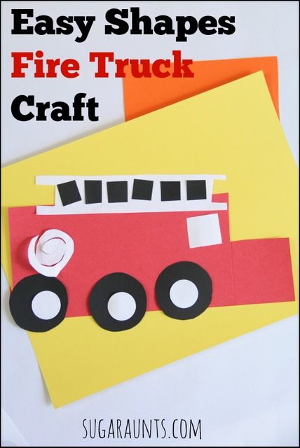 Easy shapes Fire Truck craft. This is perfect for Toddlers or Preschoolers during Fire Safety Week in October. Sugar Aunts Bus Craft, Fire Truck Craft, School Bus Crafts, Fire Safety Theme, Fire Safety Preschool, Bus Crafts, Fire Safety Week, Truck Crafts, Moana Bebe