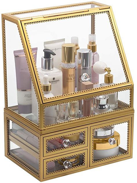 Amazon.com: Sorbus Makeup Organizer Countertop Acrylic, 2-Piece Stackable Design Make Up Cosmetics Storage Stand with Drawers, For Cosmetics, Skincare, Vanity, Bathroom Elegant Vintage Style (Gold): Home Improvement Vintage Makeup Organizer, White Academia, Makeup Organizer Countertop, 2024 Bedroom, Vanity Display, Makeup Brush Case, Makeup Display, Elegant Vanity, Makeup Drawer Organization