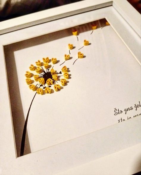 Paper Quilling International | My new quilling yellow dandelion 🌼 Paper Quilling Dandelion, Quilling Paper Ideas, Quilling Dandelion, Quilled Dandelion, Quilling Paper Art Ideas, Quilling Ideas Easy, Dandelion Crafts, Quilled Valentines, Quilling Art Ideas