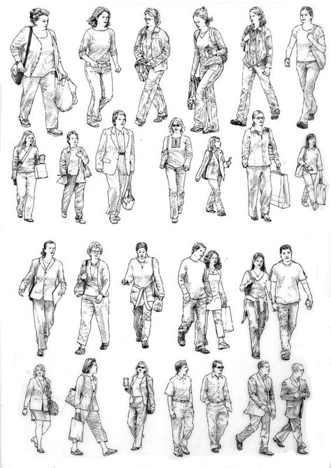 Human Entourage, People Entourage, Hand Rendering, Sketch Architecture, Hand Poses, Human Sketch, Architectural Illustration, Architecture Sketches, Drawing Architecture