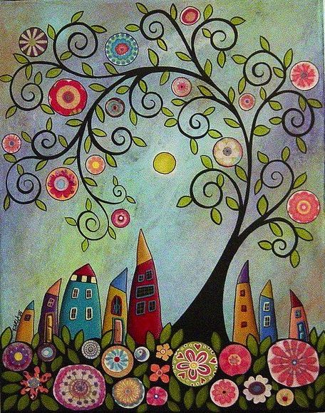 JUST the tree. I love this!!! Art Et Illustration, Art And Illustration, Art Journals, Tree Art, Whimsical Art, Art Quilts, 그림 그리기, Painting Inspiration, A Tree