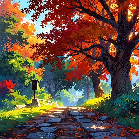 Walking through those mountain trails in autumn was like stepping into a painting. The colors were so vibrant, and the air was crisp and fresh. Do you remember how the leaves would crunch beneath our feet? It was the kind of peace you could only find far from everything else. #anime #manga #art #animeart #kawaii #japanese #aesthetic #vibes #nostalgia #oldtimes #90s #00s Anime Autumn, Concept Art Books, Mountain Trails, Aesthetic Vibes, Japanese Aesthetic, Kawaii Design, Kawaii Aesthetic, 90s Nostalgia, 90s 00s