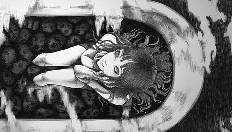 Junji Ito, A Woman, Black And White, White, Black, Art