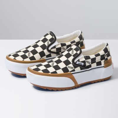 Vans Platform Slip On, Platform Vans Outfit, Fancy Footwear, Platform Vans, Vans Checkerboard, Vans Store, Air Shoes, Breakfast Sweets, Bling Shoes