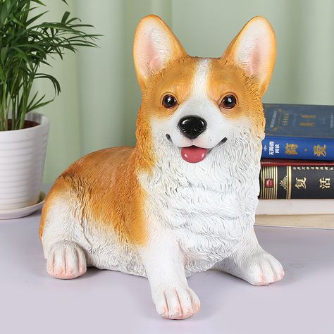 Wholesale Ceramic/ Polyresin Safety Coin Counting Dog Piggy Bank Statue For Home Decor, Counting Coins, Dog Statue, Animal Statues, Corgi Dog, Dog Ornaments, Childrens Gifts, Animal Figurines, Piggy Bank