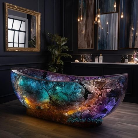 Crystal Bath Tubs, Resin Bathtub, Crib Ideas, Beautiful Bathtubs, Outdoor Fire Pit Designs, Forest Cottage, Fantasy Furniture, Luxury Houses Mansions, Resin Creations