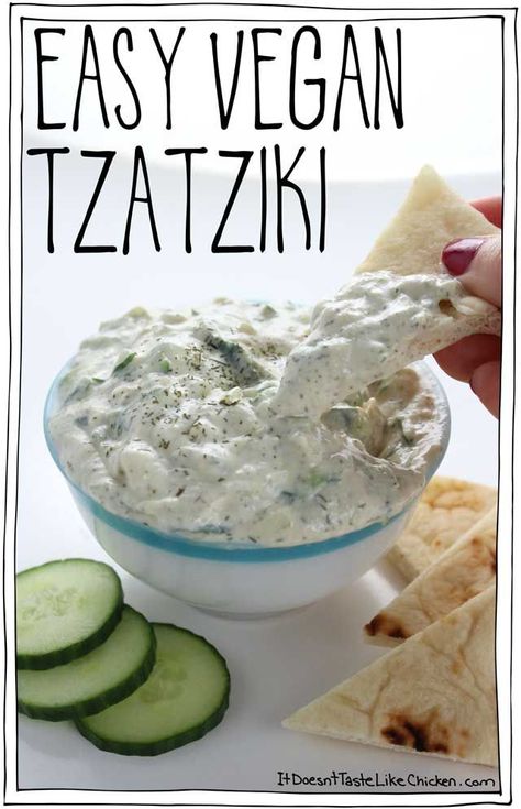 Dairy Free Greek Recipes, Pasti Fit, Vegan Tzatziki, Vegan Dip, Vegan Sauces, Vegan Appetizers, Vegan Condiments, Gordon Ramsay, Vegan Cooking