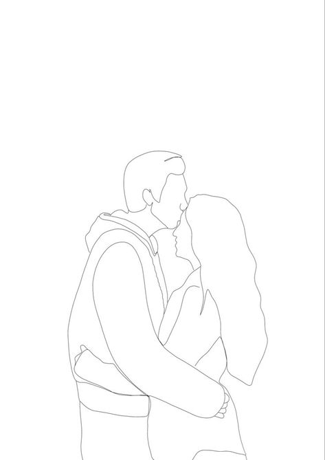 Fine Line Illustration, Outline Pictures, Minimalist Portrait, Picture Love, Couple Drawing, Line Artwork, Faceless Portrait, Art Painting Gallery, Couple Illustration