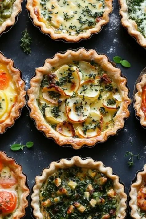 Craving something tasty? Discover 10 easy savory tart recipes that will impress your guests! From classic quiches to delightful veggie tarts, these crowd-pleasing creations are perfect for any occasion — whether it’s a light lunch or an elegant dinner. Each recipe is designed with simple ingredients and straightforward steps, making them accessible for cooks of all skill levels. Dive into flavors of mushrooms, cheese, and fresh herbs while enjoying these unique twists on traditional tarts. Perfect for brunch & gatherings! Elevensies Food, Breakfast Tart Recipes, Vegan Tart Recipes, Tart Pan Recipes, Healthy Tart Recipes, Tarte Recipes, Tart Appetizer, Savory Tart Recipes, Tarts Savory