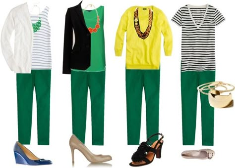 "Green pants 4 ways" by jjllbb304 ❤ liked on Polyvore Hunter Green Pants Outfit, Green Trouser Outfit Women, Emerald Green Pants Outfit, Luxury Fashion And Independent Designers, Green Pants Outfit Work, Funky Bathroom Decor, Emerald Pants, Green Trousers Outfit, Kelly Green Pants