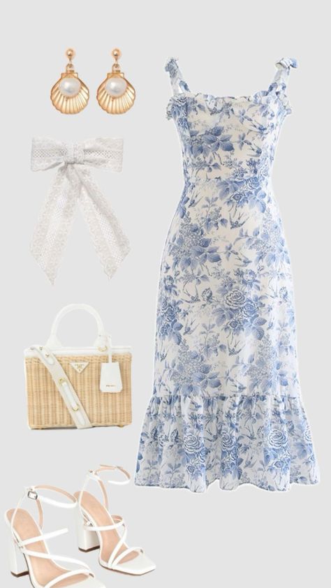 Preppy Floral Outfits, Lookbook Outfits Dress, Bridal Shower Outfits For Guest, Girly Spring Outfits, Spring Church Outfits, Cute Graduation Outfits, Feminine Summer Outfits, Soft Feminine Outfits, Modesty Outfits