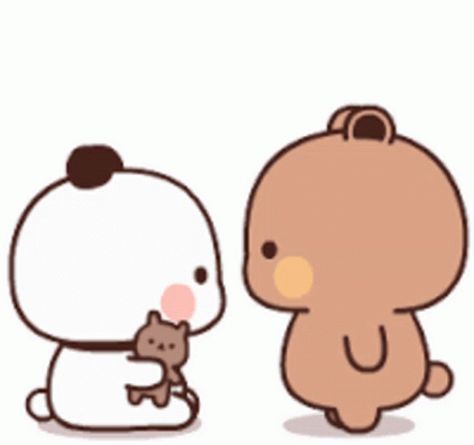 Panda Bear Brown Bear Sticker - Panda Bear Brown Bear Couple Kiss - Discover & Share GIFs Cartoon Kiss, Gif Kawaii, Calin Gif, Bear Gif, Cute Kiss, Chibi Cat, Cute Bunny Cartoon, Cute Bear Drawings, Cute Panda Wallpaper