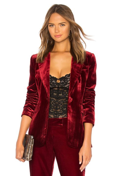 Velvet Blazer Outfit, Black Straight Skirt, Red Velvet Blazer, Coat Women Fashion, Jerome Dreyfuss, Fashion Illustration Dresses, Burgundy Velvet, Velvet Blazer, Blazer Fashion